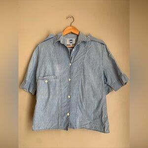 Vintage Byblos Chambray Shirt European Jean Blouse Short Sleeve